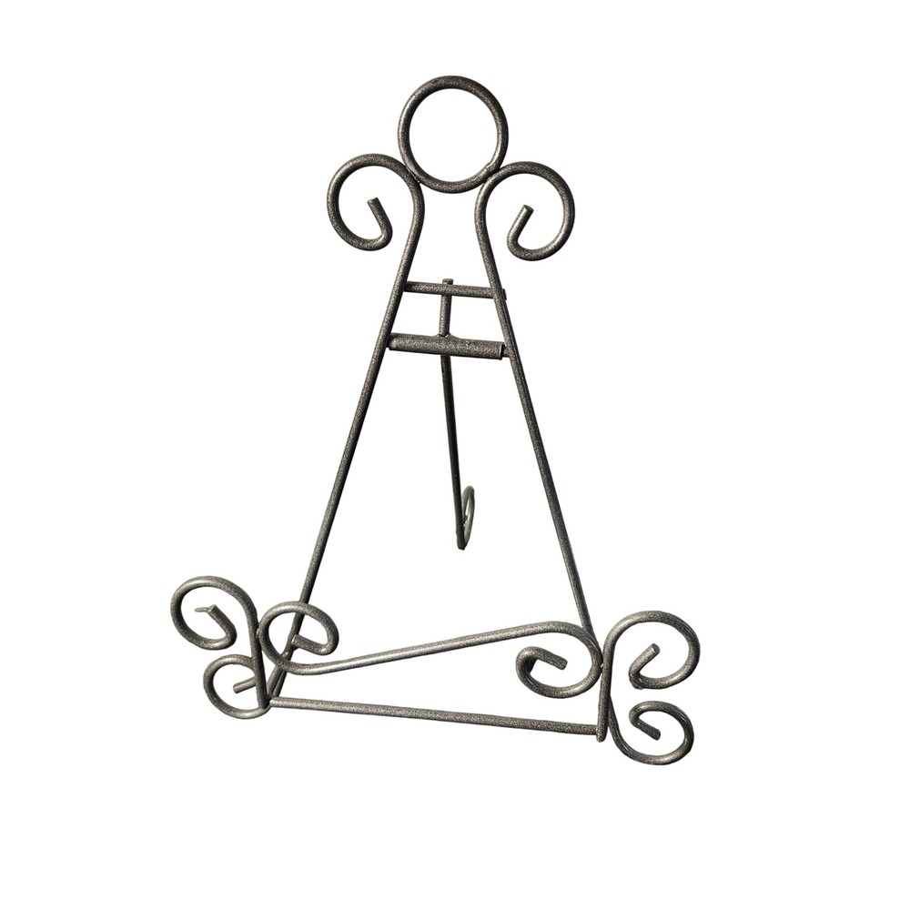 Silver Metal easel swirls book or art display stand